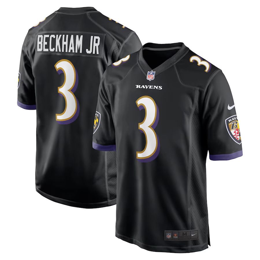 Men Baltimore Ravens #3 Odell Beckham Jr. Nike Black Alternate Game NFL Jersey